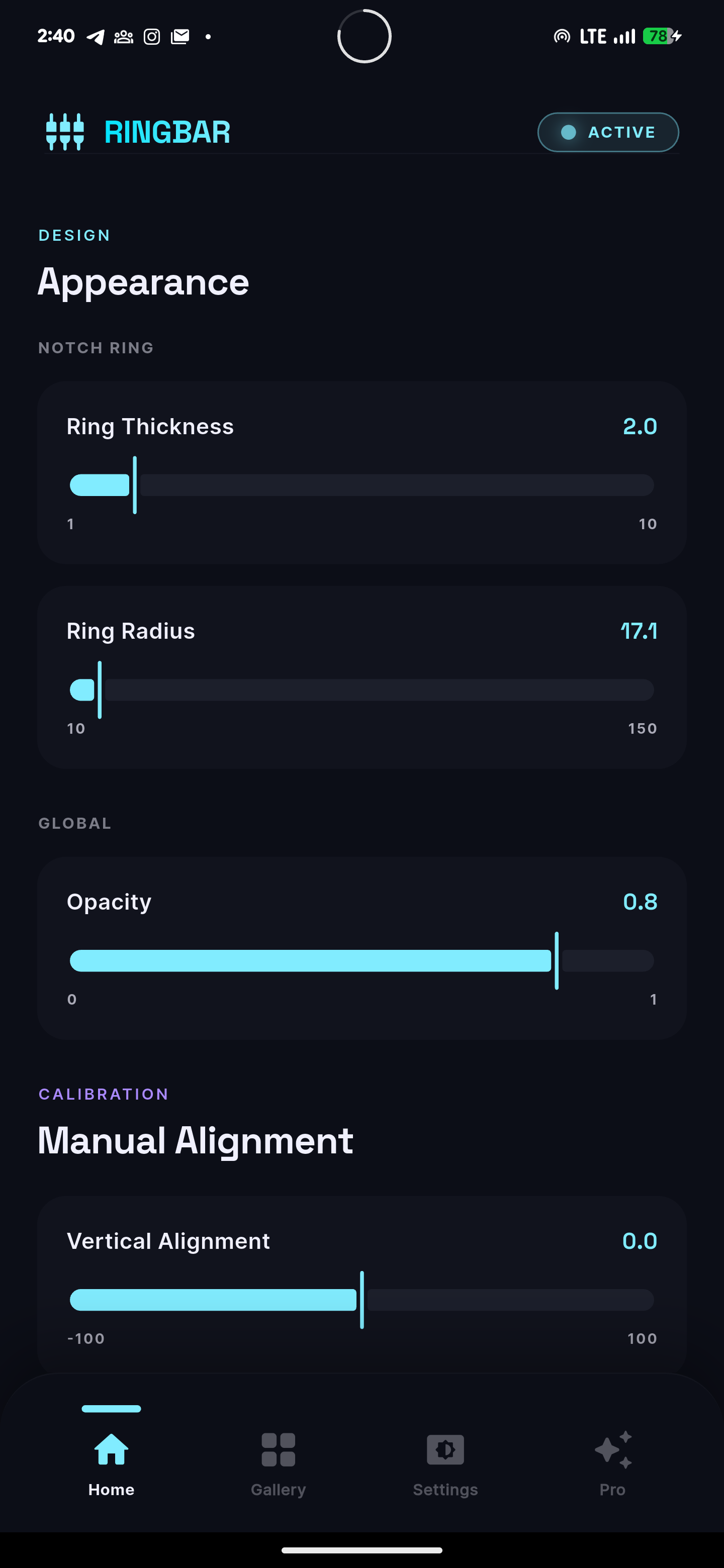 RingBar screenshot