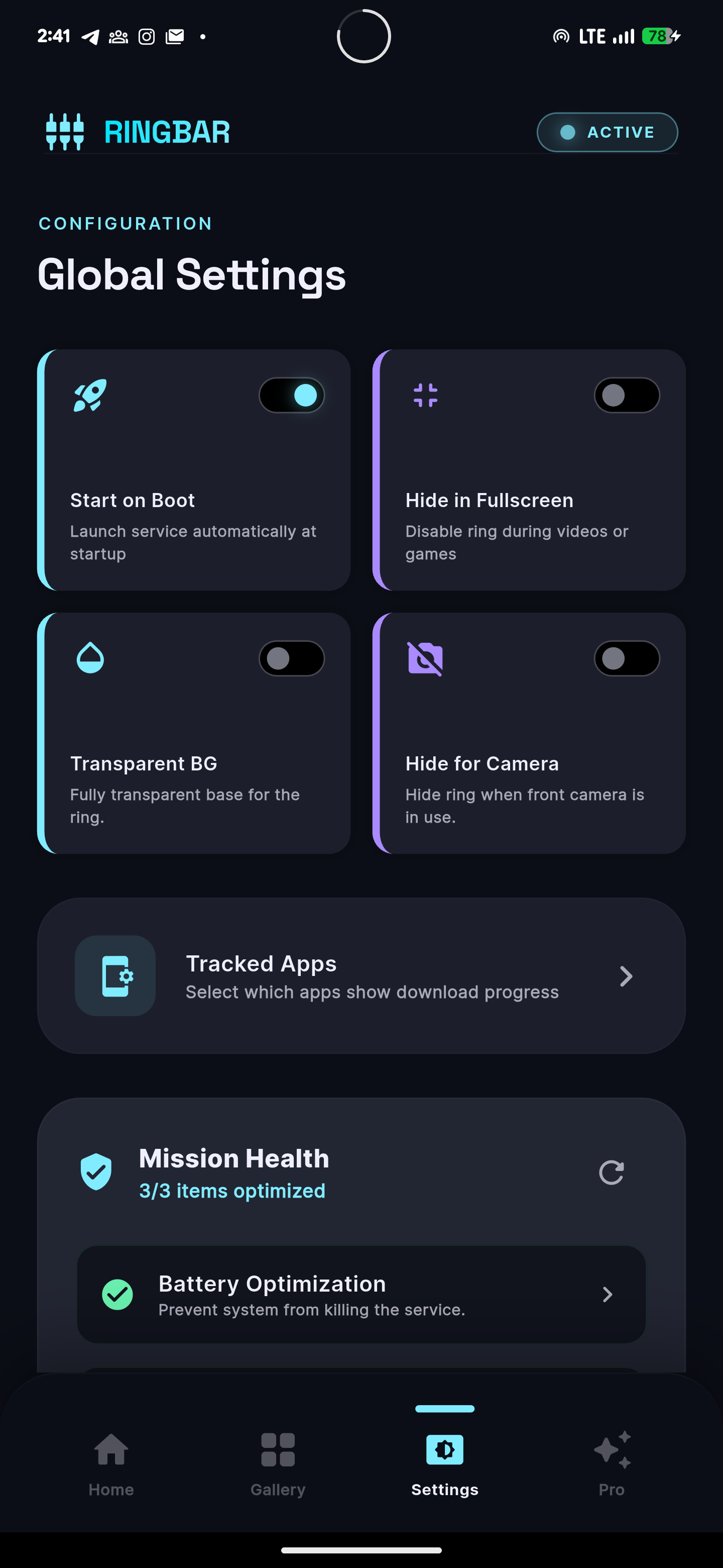 RingBar screenshot